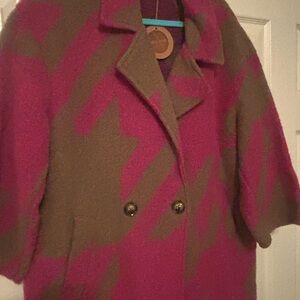 Pink and Brown Wool Coat